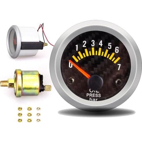 Oil press gauge 12V 52mm Oil pressure gauge with sensor 0-7 bar Car meter digital fuel gauges tester olie meter pression huile