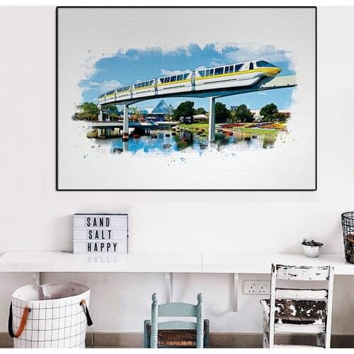 Kids Room Decor Walt Disney World Poster And Print Cartoon Disneyland Train Canvas Painting Wall Art Picture Home Decoration