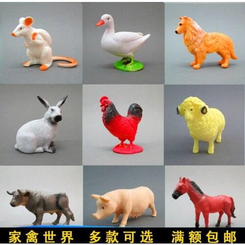 Home Decor Figurines Miniatures PVC Plastic Simulated MINI Farm Poultry Animals Dog Pig Sheep Chicken Model Children Toys