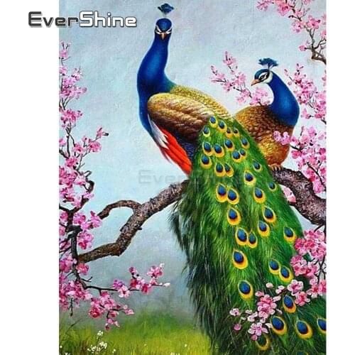 EverShine 5D Diamond Painting Full Square Peacock Diamond Embroidery Rhinestones Art Sale Animals Cross Stitch Home Decor