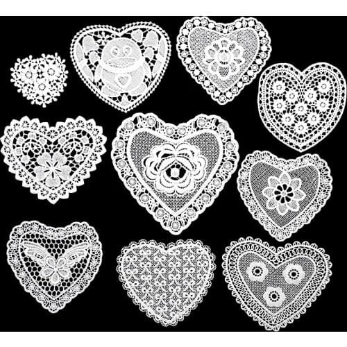 Europe Hearted Lace White Embroidery Place Table Mat Cloth Tea Dish Pad Cup Mug Napkin Doily Coaster Wedding Christmas Decor