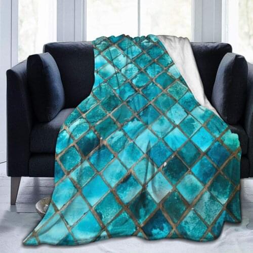 Turquoise Blue Flannel Fleece Throw Blankets 50"x40" Living Room Bedroom Sofa Couch Warm Soft Bed Blanket for Kids Adults All