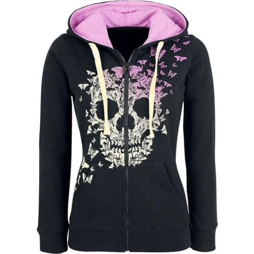 Halloween Hoodies Womens Zipper Long Sleeve Skull Print Hoodie Sweatshirt Tops Sweatshirt Autumn Pocket Elegant Daily Tops