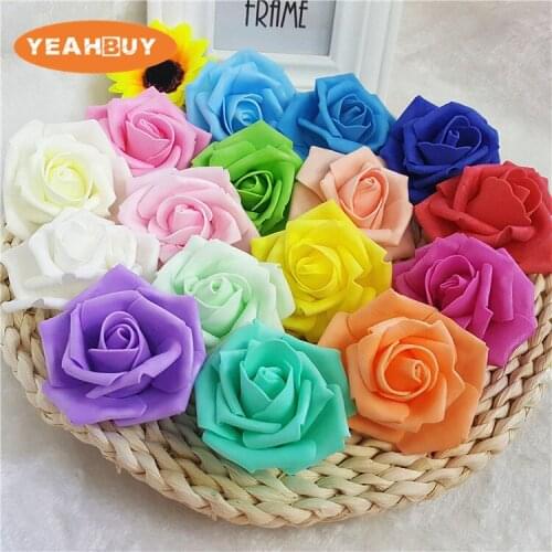 7CM Artificial Rose Decorative PE Foam 02 Flower Head For DIY Flower Wall Wedding Kissing Ball arch decoration 13 Colors