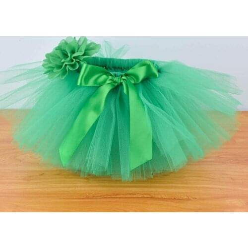Green Baby Girls Fluffy Tutu Skirt & Headband Set Newborn Photo Prop Costume Infant Birthday Tulle Tutus Outfit For 0-12M