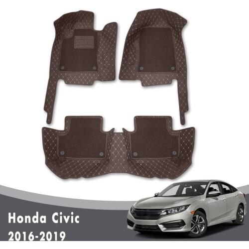 LHD Car Floor Mats For Honda Civic 10th Sedan 2016 2017 2018 2019 Car Styling Accessories Removable Wire loop Carpets 3pcs/set