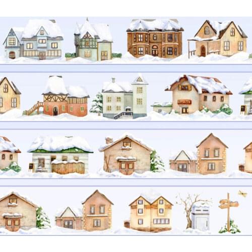 6cmx2m Snowing Village Masking Tape House Landscaping Special Oil Journal Collage Decoration