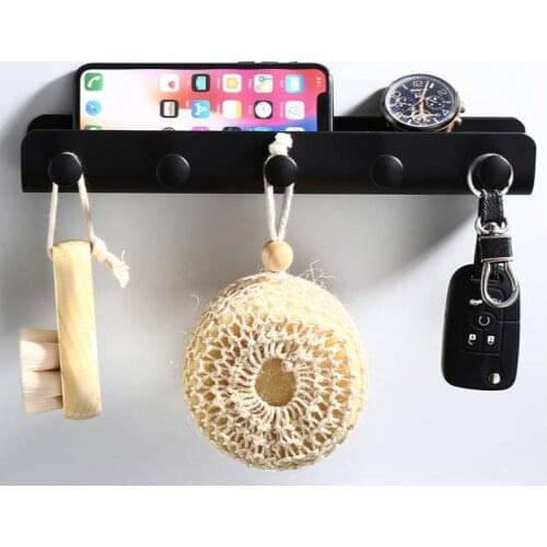 Wall-mounted Aluminum Alloy Towel Rack, Clothes Hook, Bathroom Accessories, Bath Ball Hook, Multi-function Shelf, Door Key Hook