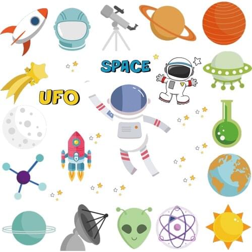 NEW Space Planet Iron On Patch Set For Kids Baby Clothes Craft T-shirt ApPressplique Heat Transfer Patch Stickers Heat CQ