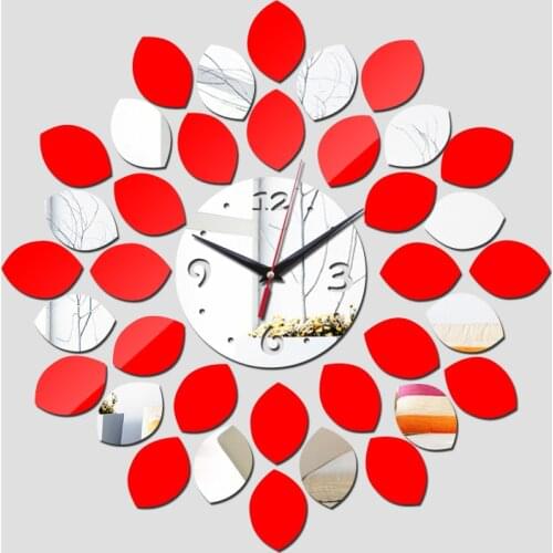2020 New Clock Watch Wall Clocks 3d Diy Acrylic Mirror Stickers flower Home Decoration Living Room Quartz Needle Modern design