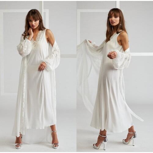 New Bridal Wraps Maternity Robes Custom Made Lace Appliques 2 Pieces Suits Women Photo Shoot Beach Birthday Party Bathrobe