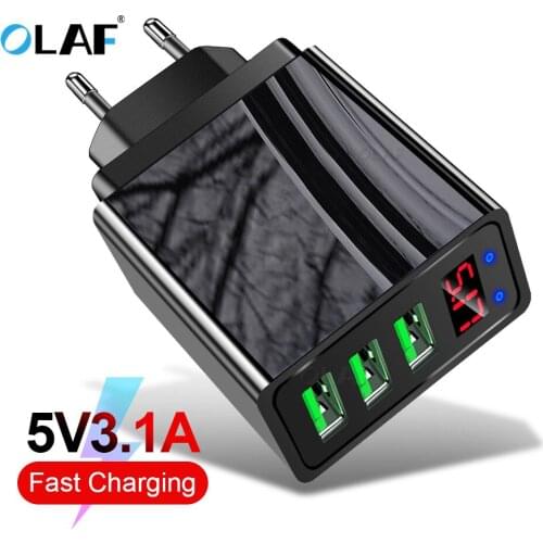 OLAF Fast Charging USB Charger for iPhone Mobile Phone Charger for Samsung A40 3 USB Port LED Display Super Adapter Charger