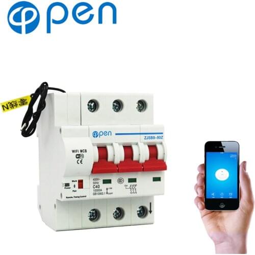OPEN 3P wifi Remote control Circuit breaker/ Smart Switch overload/short circuit protection with Alexa and google home