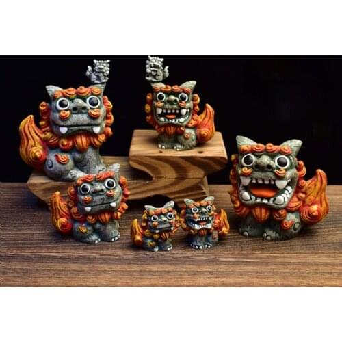 A Pair Of Chinese Lion Ornaments Cute Town House Little Lion Desk Lucky Prosperous Business Lucky Lion