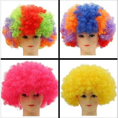 100pcs Clown Fans Carnival Wig Cosplay Circus Funny Fancy Dress Stage Do Fun Joker Adult Child Curly Hair Wig party props