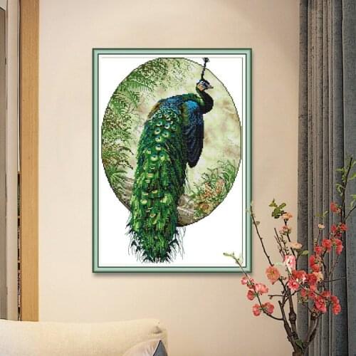 Peacock Patterns Counted 11CT 14CT Cross Stitch Sets DIY Chinese Cross-stitch Kits Embroidery Needlework Wall Decorations