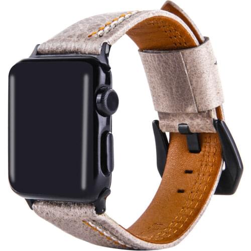 Colorful Genuine Leather Watch Strap for Apple Watch Band Retro Stitching Bracelet for iWatch Series 4 3 2 1 38/40mm 42/44mm