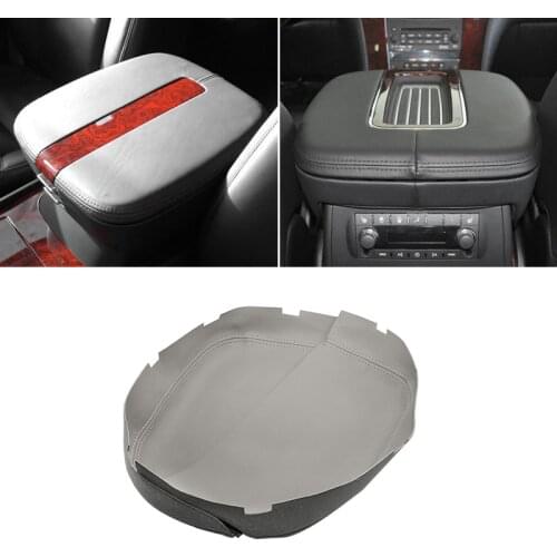 Gray Center Armrest Leather Cover For Cadillac Escalade 2007 2008 2009 2010 2011 Car Central Armrest Box Skin Cover Sticker Trim