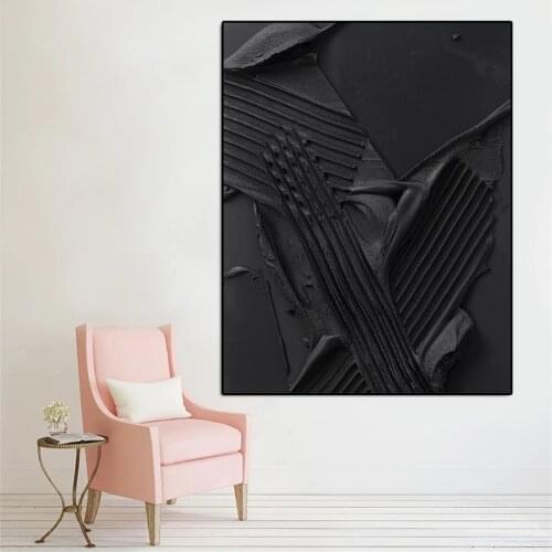 Nordic Canvas Art Painting Wall Art Pure Black Wall Graffiti Canvas Painting Wall Pictures Posters Print for Living Room Art