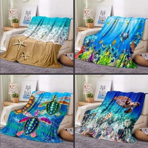 Tortoises Pattern Blanket 3D Print Flannel Blanket Kids Boy Gift Soft Cover Home Textile Holiday Beach Bed Car Decor for Travel