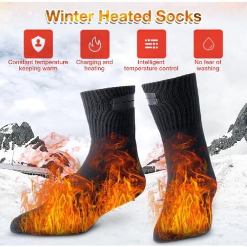 5V/2A Thermal Cotton Heated Socks Battery Operated Winter Foot Warmer Adjustable TemperatureUnisex Electric Heated Socks