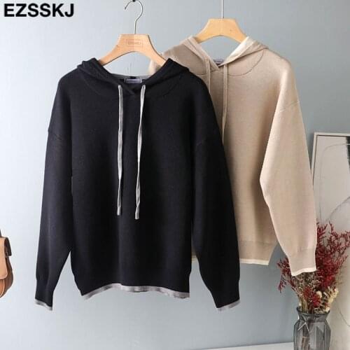 Thick oversize Hooded pullovers women chic pure Color hooded Top girls loose Sportswear sweater top