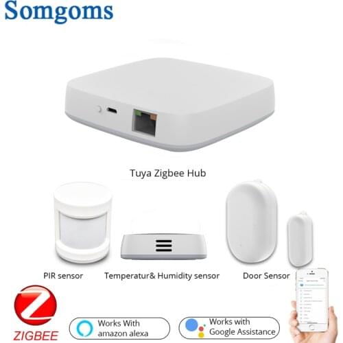 Tuya Zigbee Smart Gateway Hub Home Automation Scene Security Alarm Kit PIR Door&Window Temperature&Humidity Sensor Smart Life