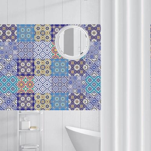 PVC Waterproof Bathroom Kitchen Room Tile Stickers Wall Stickers Moistureproof Wall Paper 20x100cm Moroccan Style