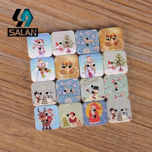 WB-0051 Free shipping wholesale/retailed 15pcs/lot colorful printed wooden buttons for children clothing DIY gift