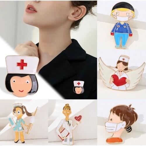 Ladies Cute Enamel Cartoon Lapel Pin Metal Best Nurse Brooch Medical Fashion Jewelry Women Christmas Gift Doctor Pin Accessory