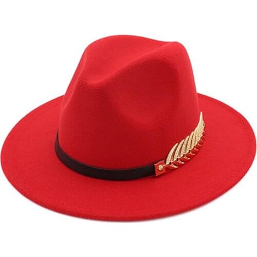 Ladies Wool Fedora Warm Jazz Hat Chapeau Femme feutre Panaman cap Felt Women Fedora Hats with Pearls Belt Vintage Trilby Caps