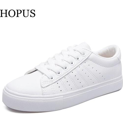 Women Sneakers Leather Shoes 2020 Spring Trend Casual Flats Sneakers Female New Fashion Comfort Lace-up Vulcanized Shoes