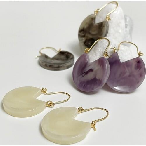 AOMU Fashion Multicolor Handbag Shape Earrings For Women Vintage Marble Texture Round V Resin Drop Earring Jewelry Gifts
