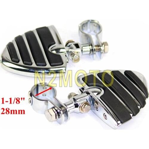 1 Pair Billet Aluminum Motorcycle Wing Footpeg Footrest 1-1/4" 1-1/8" 1-1/2" Chrome Foot Peg for Harley with 28/32/38mm Clamps