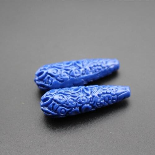 10Pieces/Lot 27mm 33mm 40mm Artificial Coral beads Flower beads Drop Shape Cabochon Cobalt blue color for Jewelry making