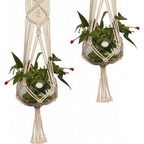 2pcs Large-sized Plant Hanger Basket Handmade Rope Pots Holder Fine Hemp Rope Net Flower Pot Plant Lanyard
