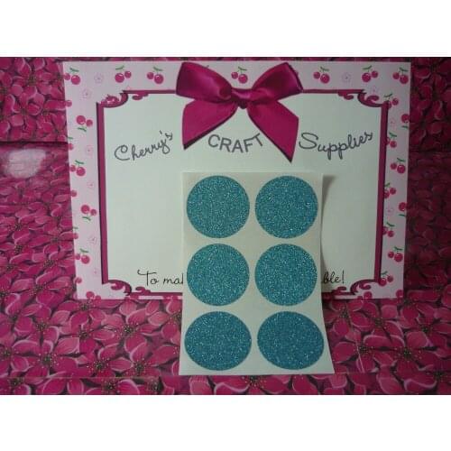 3.8cm Round Glitter Turquoise Sticker