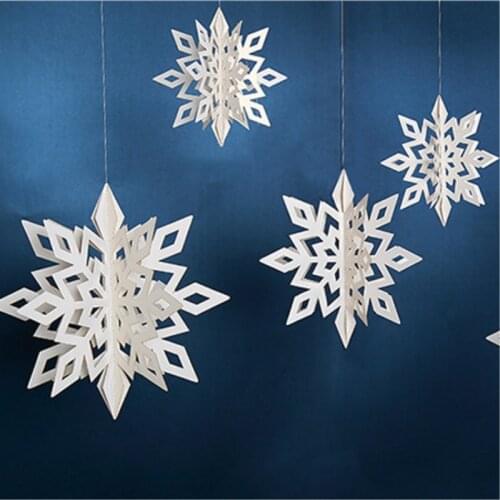 3D Hollow Snowflake Paper Garlands Christmas Decorations for Home Wall Hanging Ornaments Pendants Winter New Year Party Supplies