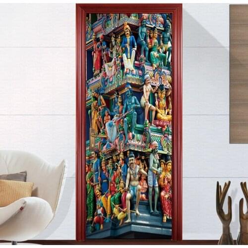 3D Waterproof DIY Wall Door Stickers Mural Poster PVC Door Decal Sticker Imitation Home Decoration Accessories Self Adhesive Art