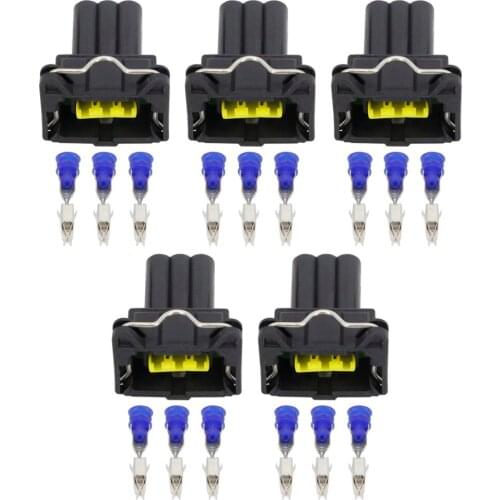 5 Sets 3 Pin Jacket Sensor Connector Automotive Waterproof Connector with Terminal DJ7033C-3.5-21
