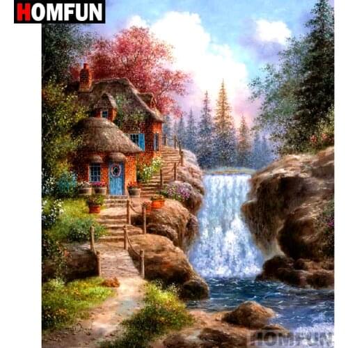 HOMFUN Full Square/Round Drill 5D DIY Diamond Painting "Forest House" Embroidery Cross Stitch 5D Home Decor Gift A07078