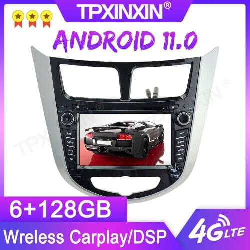 Android 11 6+128G For HYUNDAI VERNA GPS Car Multimedia Player Headunit Audio Radio Navigtion Tape Recorder