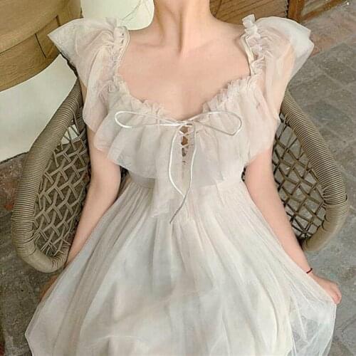 Bohemian Fairy Chiffon Ruffles Dress Off Shoulders Straps Slim Ball Gown Party Multi-Layers Gauze Pleated A-Line Beach Dress
