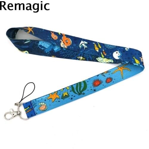 100pcs Marine organism ocean fishes Starfish Neck keychain necklace Anime Neck Strap Lanyard ID badge holder Keychain Lanyards