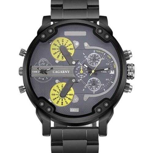 Men Luxury Brand CAGARNY Stainless Steel Strap military Sport Watches Quartz Wristwatches Mens Big Face Reloj Hombre Male Clock