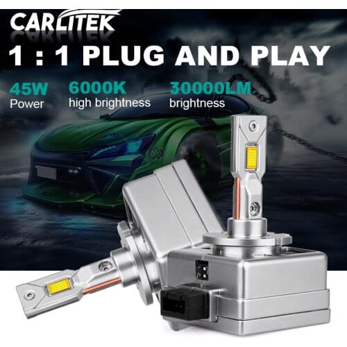 Carlitek D1S LED Headlamp D2S D3S D4S D5S D8S 20000LM CSP Chip HID Light Bulb 6000K 90W D1R D2R D3R D4R Wireless Canbus No Error