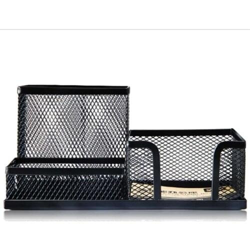 Deli 1PC Metal Multiple shapes black container Multifunctional Pen Pencils Holder Stationery Storage Desk Organizer