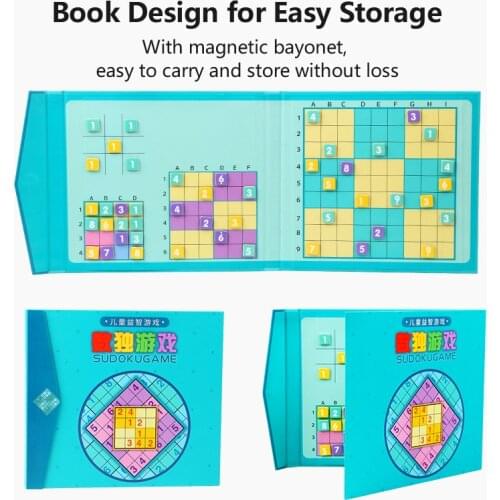 Wooden 4 In 1 Magnetic Sudoku Game Kids' Multi-function 4/6/9 Square Grid Toy Logical Thinking Early Education Math Training Toy