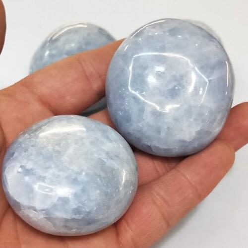 DHXYZB 2pcs Natural blue celestite palm raw stone Gemstone Ornament Massage Quartz crystals Stones minerals reiki healing De