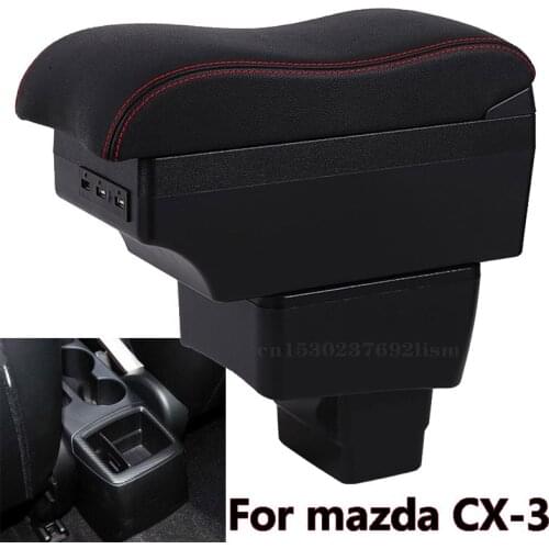 For Mazda CX-3 Armrest box Retrofit For Mazda 2 skyactiv version cx3 CX-3 Car Armrest Storage box car accessories Charging USB